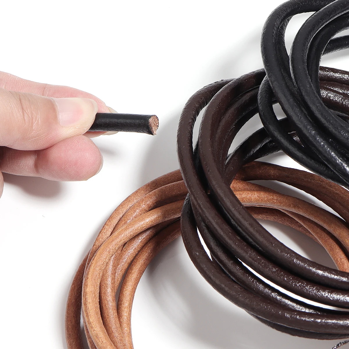 2-5 metri/lotto 1-5mm cordoncini in pelle perizoma rotondo cordoncini in pelle corda per ornamento creazione di artigianato fai da te abbigliamento accessori di fascino
