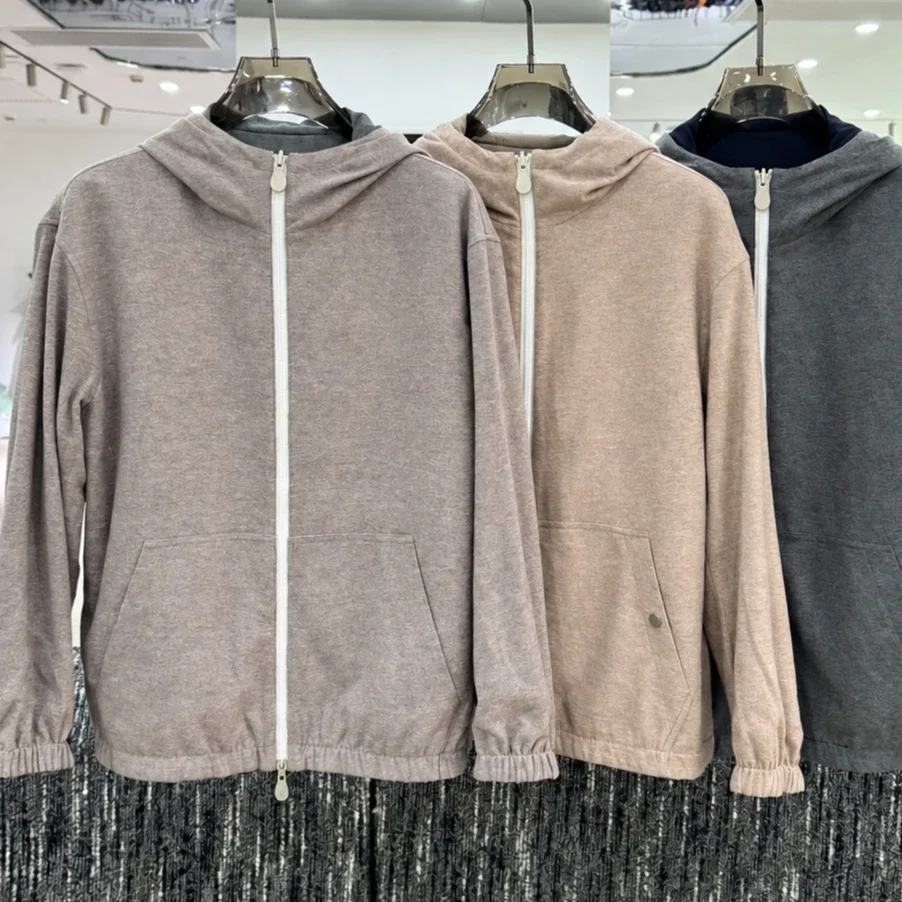 Italian BC Double-Sided Hooded Casual Lightweight Woven Zip Large Pocket Jacket