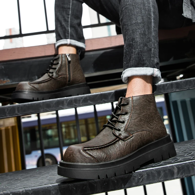 

Мужские ковбойские ботинки 2026: модные кожаные ретро-ботинки для мужчин, мотоциклетные ботинки, ботинки до щиколотки