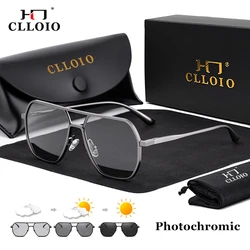 Clloio nova moda alumínio photochromic óculos de sol polarizado camaleão anti-reflexo condução óculos de sol