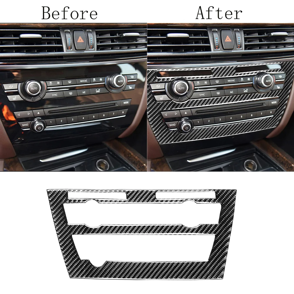 Car Center Console CD Panel Decoration Cover Trim Sticker Decal Carbon Fiber for BMW X5 X6 F15 F16 2014-2017 Car Accessories