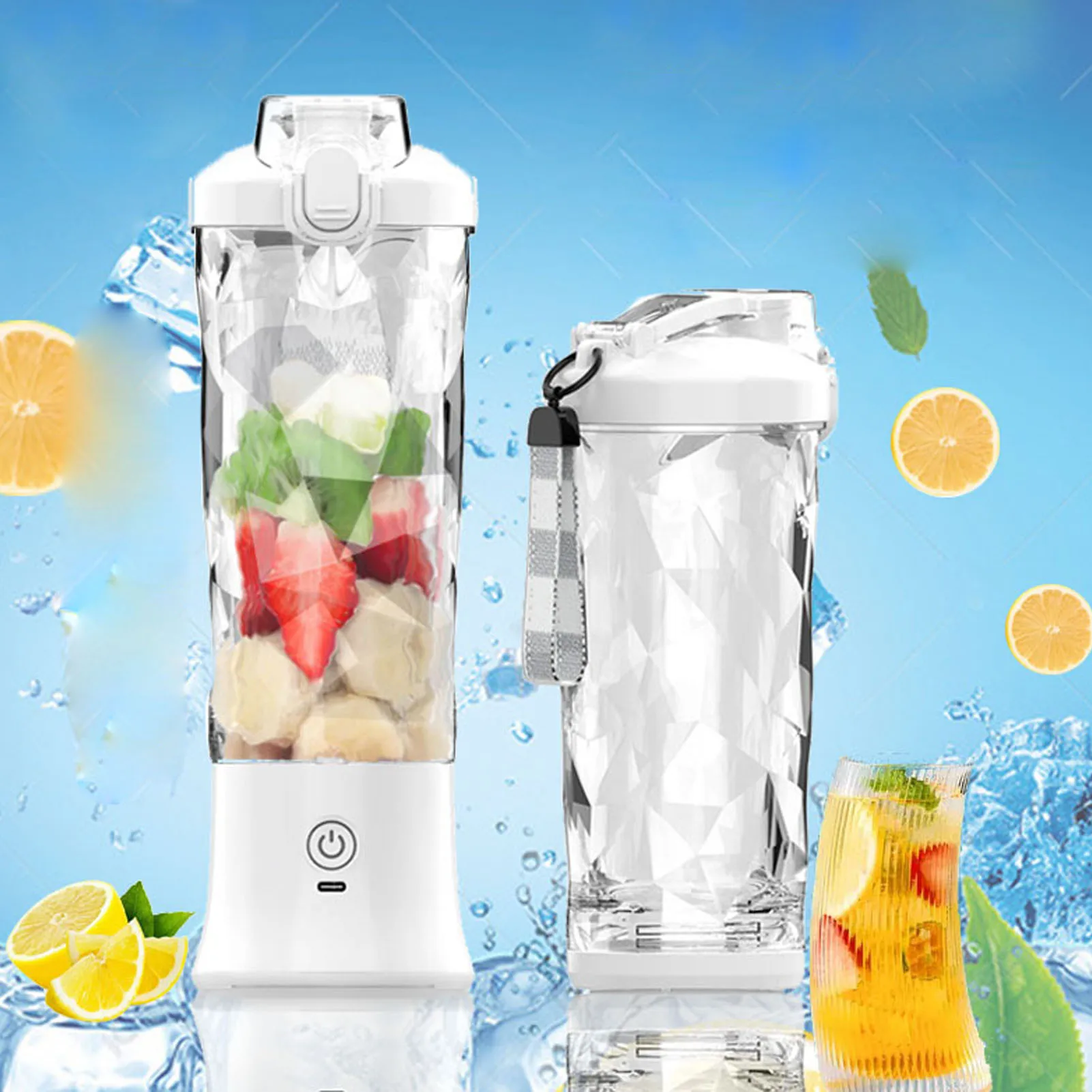 

Portable Blender 600ml 2 Modes 150W 18000RPM USB Rechargeable 4000mAh Battery Leakproof Lid Mini Juicer Cup for Shakes