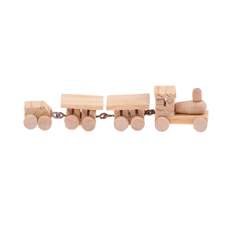 1Pc Mini Wooden Train Simulation Model Toys 1/12 Dollhouse Miniature Accessories For Doll House Decoration Educational Toys