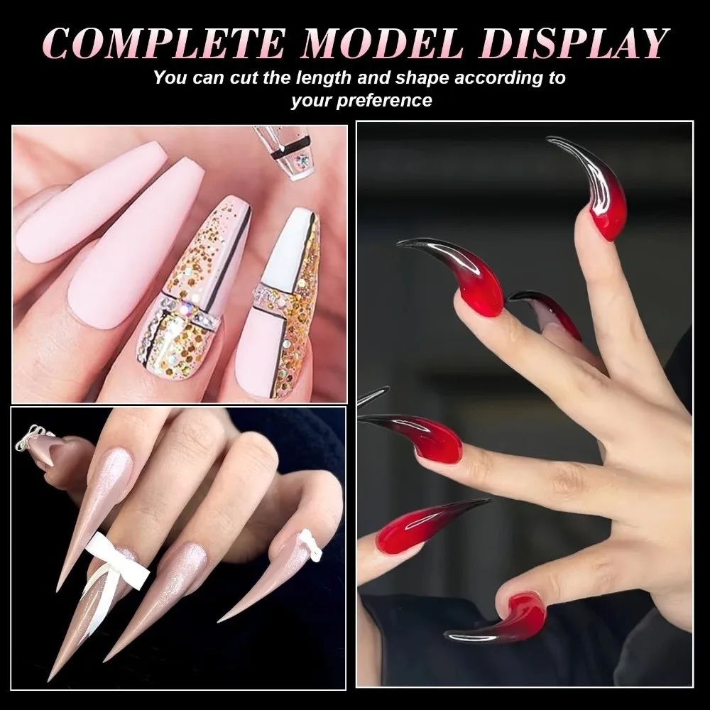 70/140/150Pcs 70/140/150Pcs Gel Dual Nail Forms Reusable Transparent Nail Molds 14 Size Poly Extension Top Nail Forms