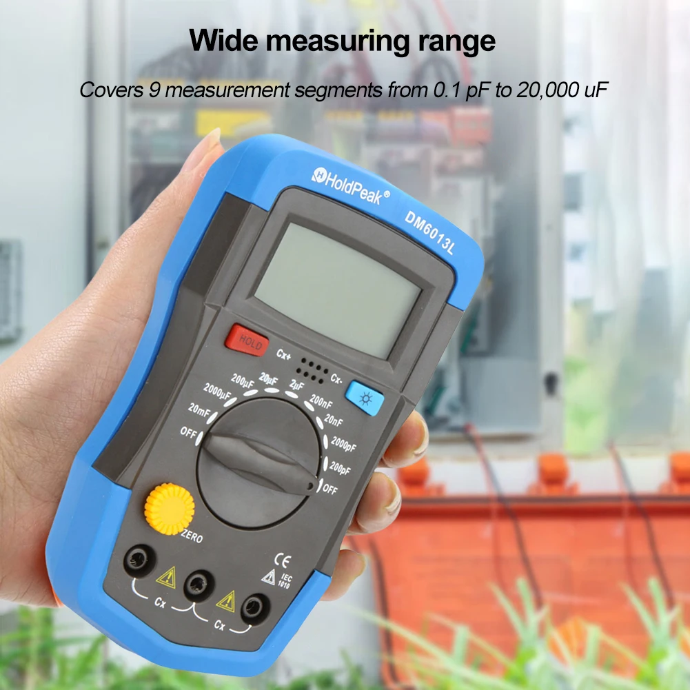 DM6013L Digital Capacitor Tester 1999 Counts 200pF~20mF Electronic Capacitance Tester Data Hold LCD Backlight Measurement Tools