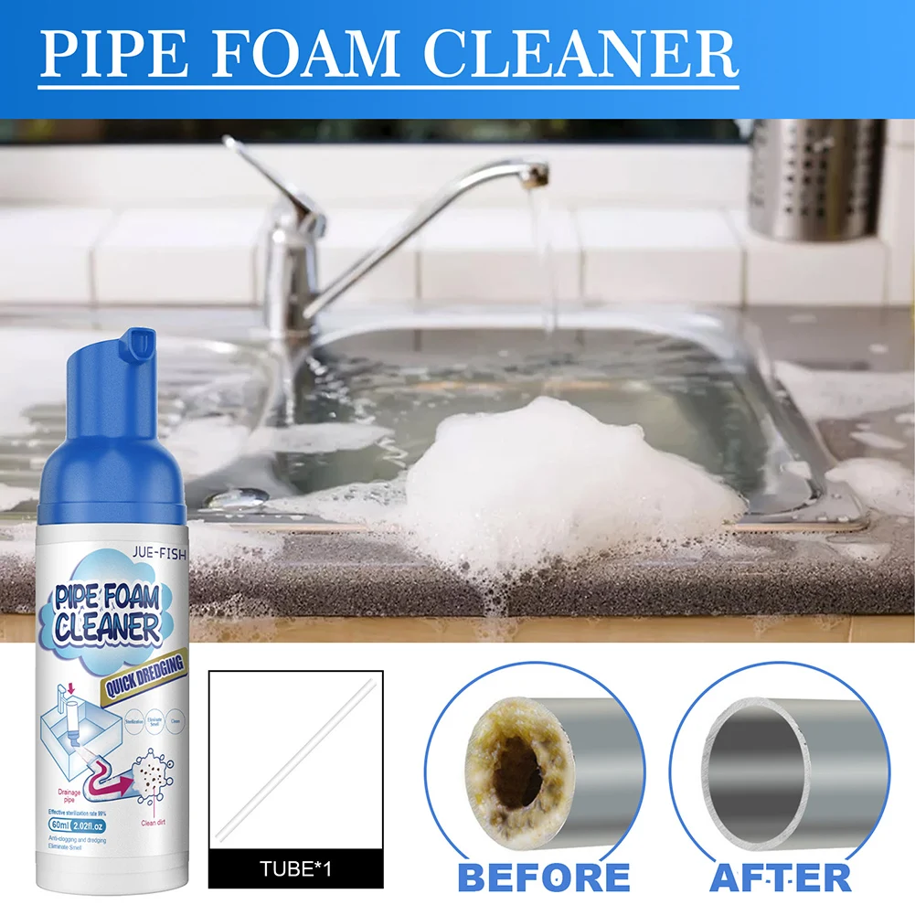 60ml Pipe Foaming Cleaner With Floor Drain Cores Sewer Deodorizing Cleaner For Kitchen Drain Tubs