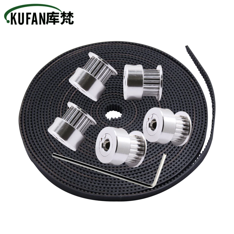 

3D Printer Parts 5pcs 20 tooth Pulley 5 meter 6MM GT2 opening belt 1pcs wrench DIY Kit 3D Printer Pulley belt