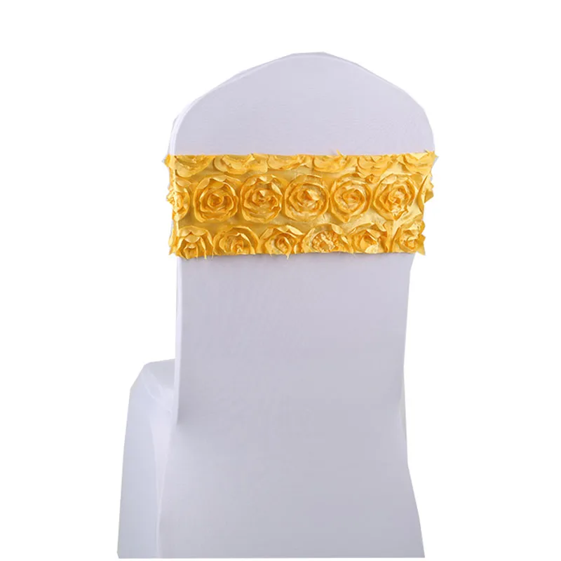 100 Uds 3D Rosa flor LICRA silla fajas elástico Floral silla banda corbatas boda fiesta banquete suministro