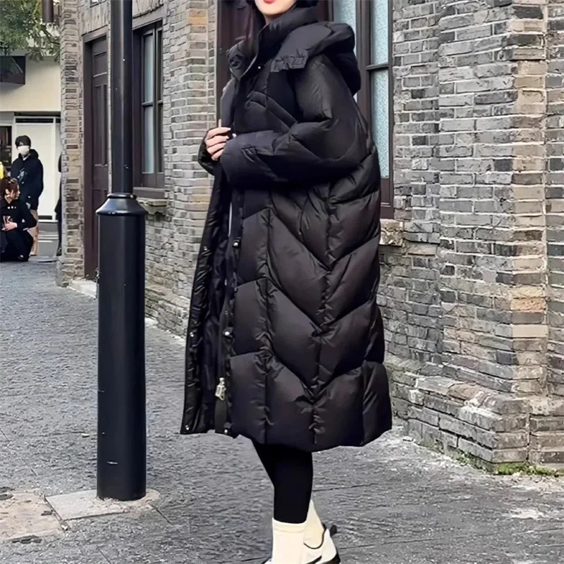 Cappotto invernale in cotone 2025 Cappotto imbottito in cotone stile coreano di media lunghezza da donna
