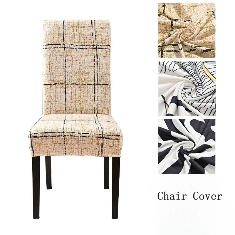 Milk-Silk Fabric Chair Cover Digital Print Snug-Fit Full Coverage Elastic Seat Cover Home Living Room Easy Clean Chair Protector
