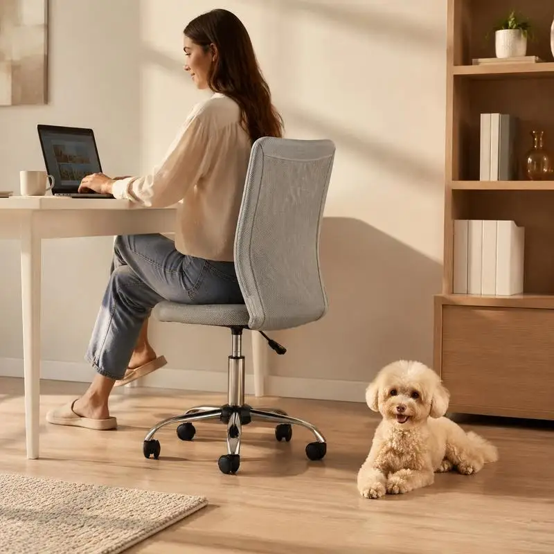 Chaise de bureau ergonomique, fauteuil de bureau réglable en hauteur, siège pivotant à 360° ° Chaise de bureau en maille respirante, base chromée, pour télétravail, maison, étude, confort, design moderne, gris, roulettes, accoudoirs, stable