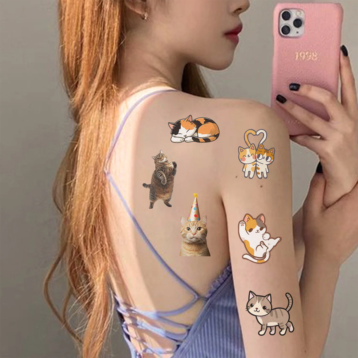 

10Sheets/Set New Cat Temporary Arm and Face Tattoo Sticker Cartoon ‌Kitten Fake Tattoo For Kids Birthday Gift Toy Festival Gift