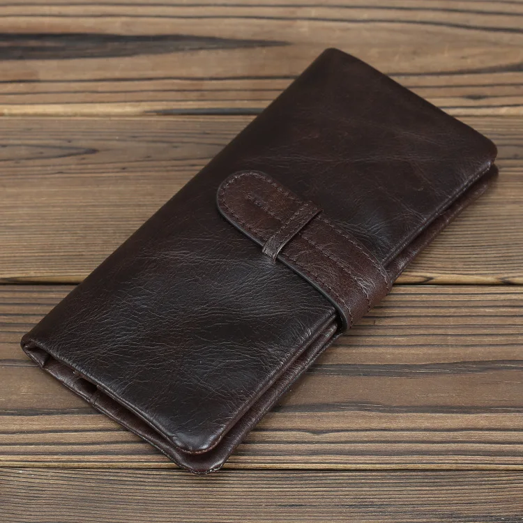 Vintage Leather Wallet Men's Long Wallet Top Layer Cowhide Genuine Leather Wallet with Multiple Card Slots for Ladies And Gen...