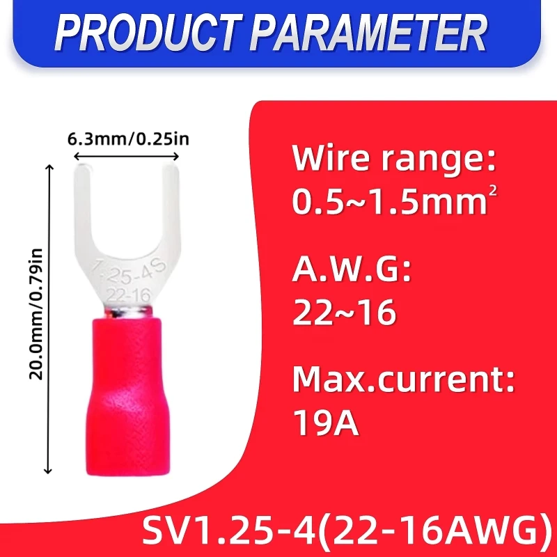 Insulated Fork-Shaped Wire Connectors, Screw M4 Stud Size U-Type Cable Quick Connector Crimp Terminal Kit image 6