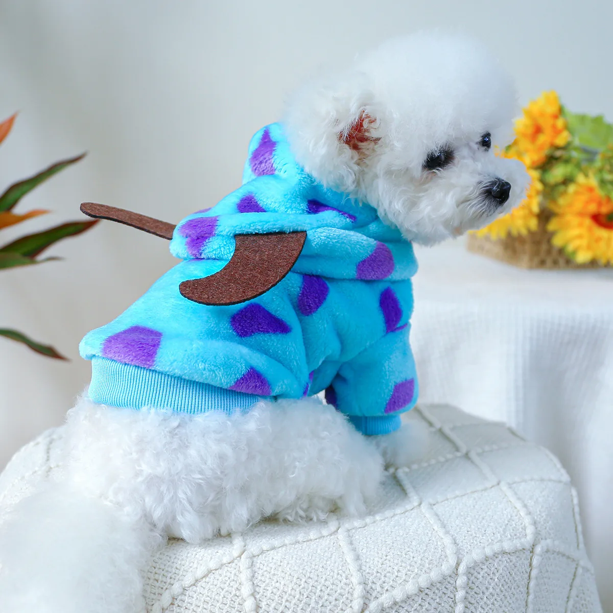 

Pet Circle Dog Cat Clothes Autumn And Winter Warm Little Dragon Hoodie With Velvet collars harnesses & leads