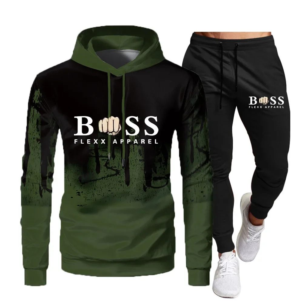 2023 Fall Winter New Brand Men\'s Tracksuit Sportswear Hoodies Sweatshirts Sweatpants Two Piece Sets New Fashion Jogging Male