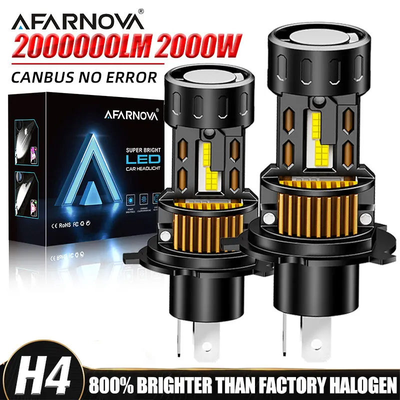 

MIni H4 H7 Светодиодная лампа для фар Беспроводная 1:1 6000K 2000W Светодиодные лампы для автомобильных фар Автодиодная лампа H7 Turbo Led 12V Автомобильный