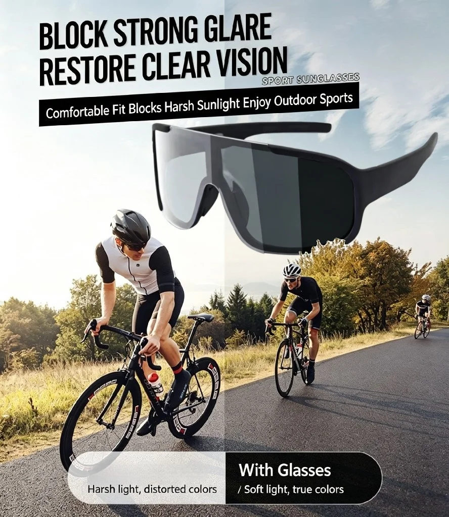 Photochromic Sunglasses UV Protection Windproof Goggles For Cycling Skiing Hiking Outdoor Riding Fashionable Adult Stylish Eyewe
