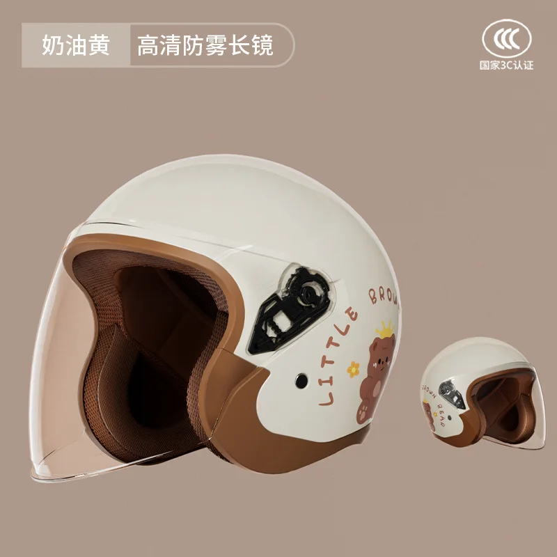 

Electric Vehicle Helmet Winter Insulation Dual Mirror Anti Fog Half Helmet All-season Universal Battery Car Safety Helmet