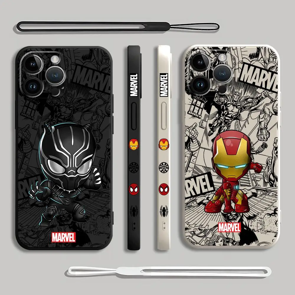 Marvel Ironman Black Panther Phone Case for Apple iPhone 11 13 14 15 12 Pro Max 14 15 7 8 Plus X XR XS 13 12 Mini Matte Cover