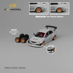 CM Model 1/64 Model Car Lancer EVO IX Diecast Car Quick Disassembly of Hub for Collection With Display Case