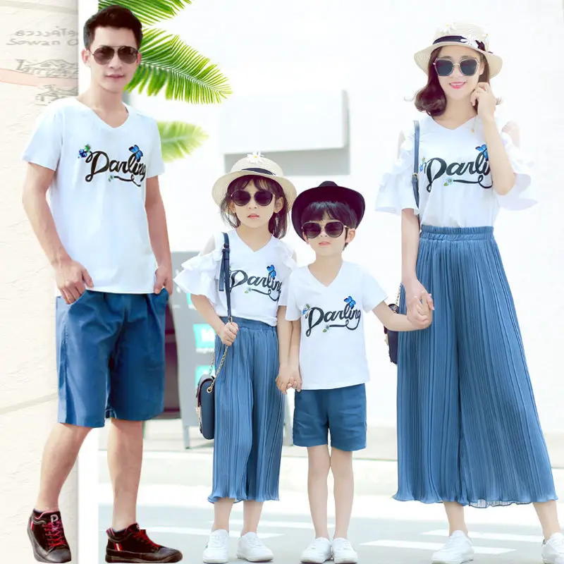 Family Matching Outfits Children's Clothing Teen Summer Suit Kids Clothes Girls Fashion LettersTwo-piece Set 2 3 7 8 11 12 Years