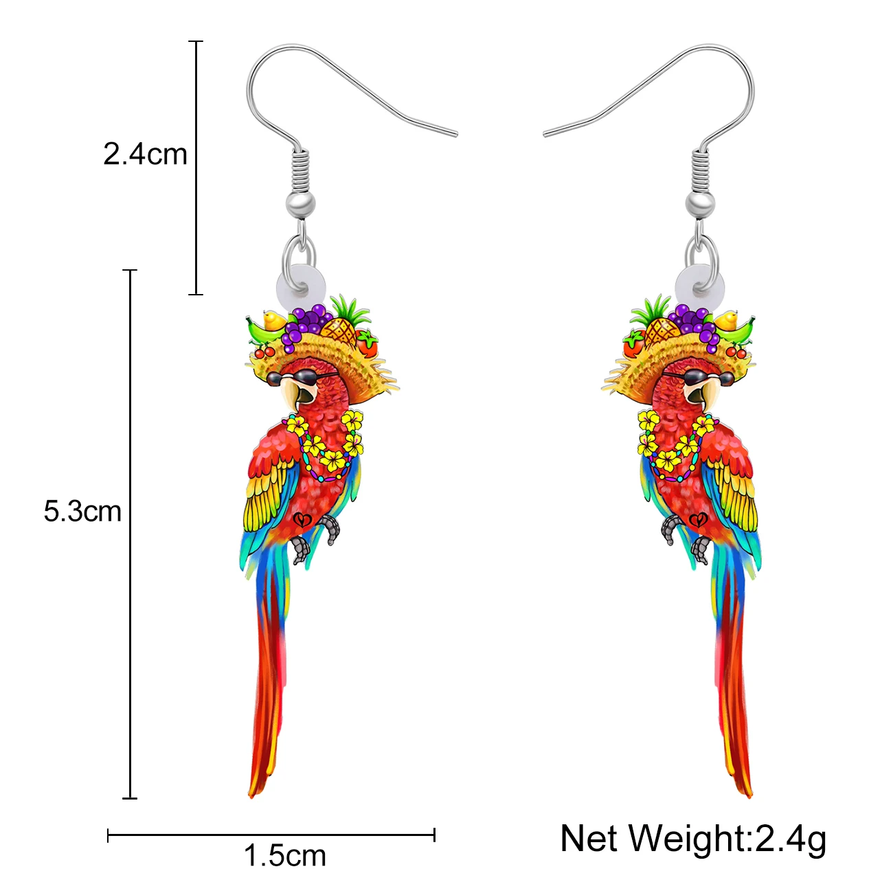 Bonsny Acrylic Floral Hawaii Fruit Parrot Earrings Pet Birds Dangle Drop Charms Fashion Jewelry Decorations For Women Girl Gifts