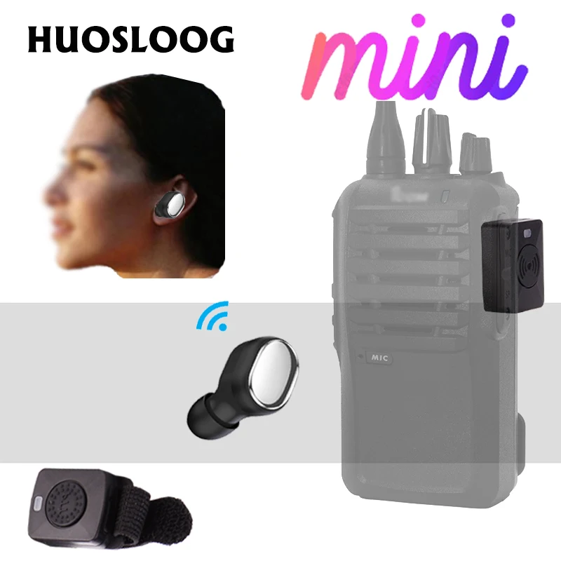 

Беспроводные наушники Walkie Talkie, маленькая Bluetooth-гарнитура, двустороннее радио, мини-наушник, наушники BT для Icom Midland Cobra MAXON