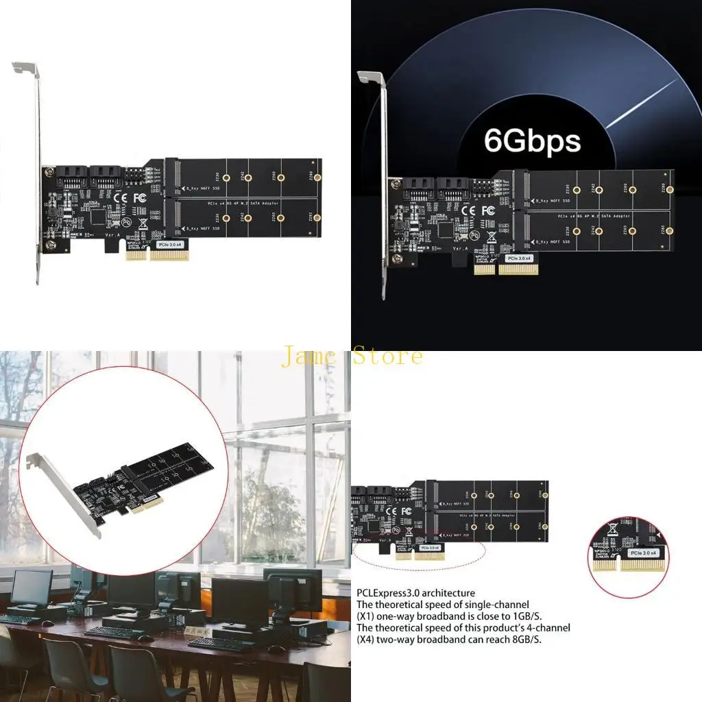 LX0B PCie 4x to for M.2 SSD Adapter Card PCIE with 2x for M.2 2x
