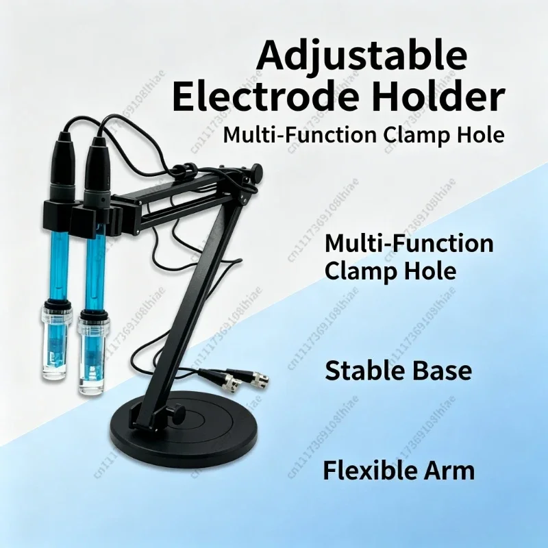 Adjustable Multifunctional Electrode Holder Stand Desktop Bracket for PH Conductivity Ion Meter Probe, Holds Max 4 Electrodes