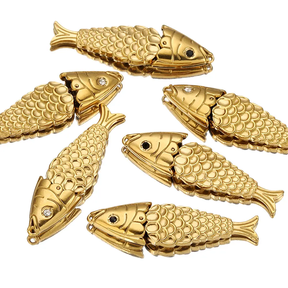 

2pcs Stainless Steel 5cm Long 3d Big Fish Charm Components DIY Necklace Earrings Charms Jewelry Making Materials Accessories