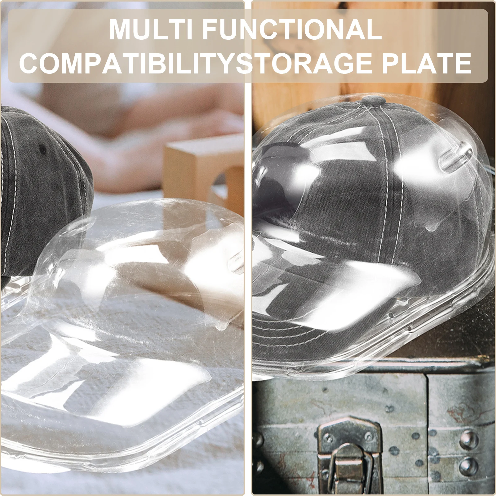 2 قطعة قبعة بيسبول حامل قبعة شفافة المشكل خفيفة الوزن المحمولة قبعة تخزين الرف قبعة بيسبول المشكل