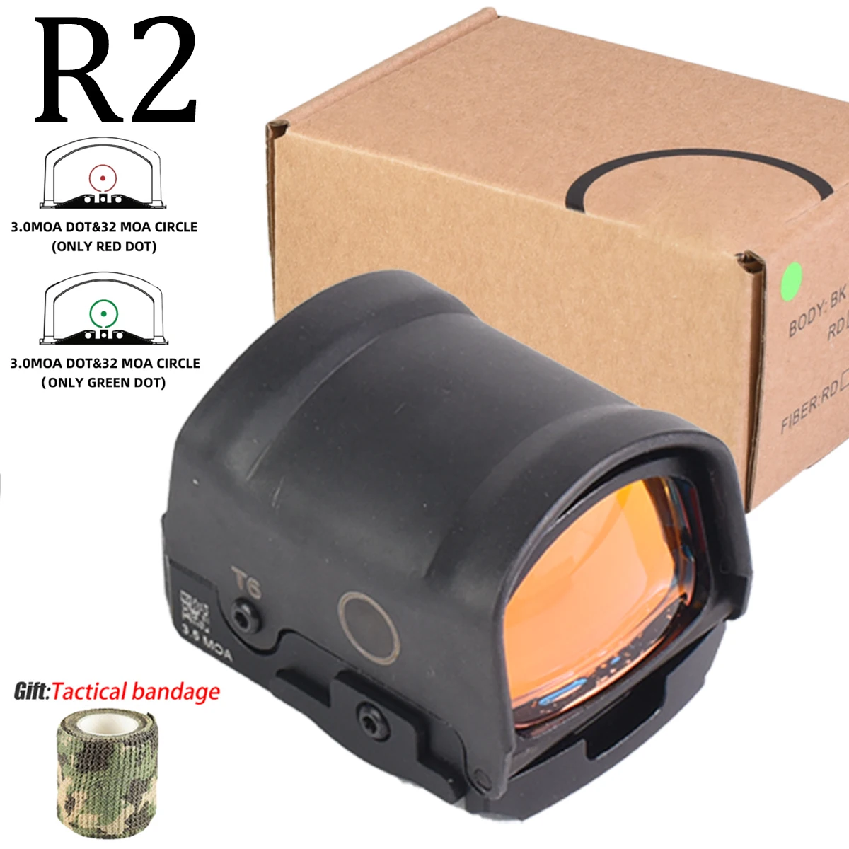 

R2 Red Green Dot 3MOA Sight Circle Reflex Holographic Dot Scope Low Power Hunting Scope with Original Markings