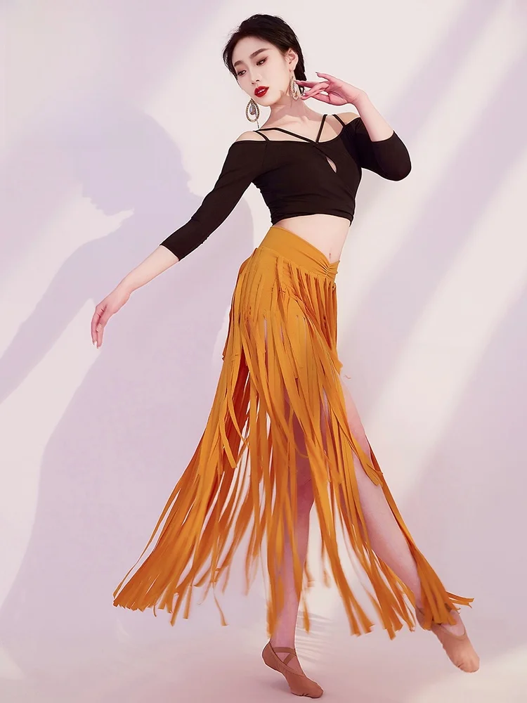 Traje de Danza del Vientre Estilo 2025, Top con Borlas y Falda, Disfraz para Práctica, Actuación y Espectáculo