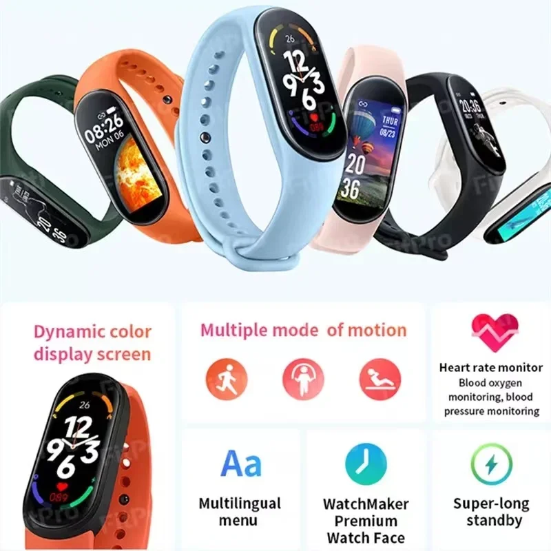 2022 M7 ساعة ذكية الرجال Smartwatch ل Xiaomi معدل ضربات القلب ضغط الدم الأكسجين في الدم ساعة للرجال مقاوم للماء ساعة ذكية النساء