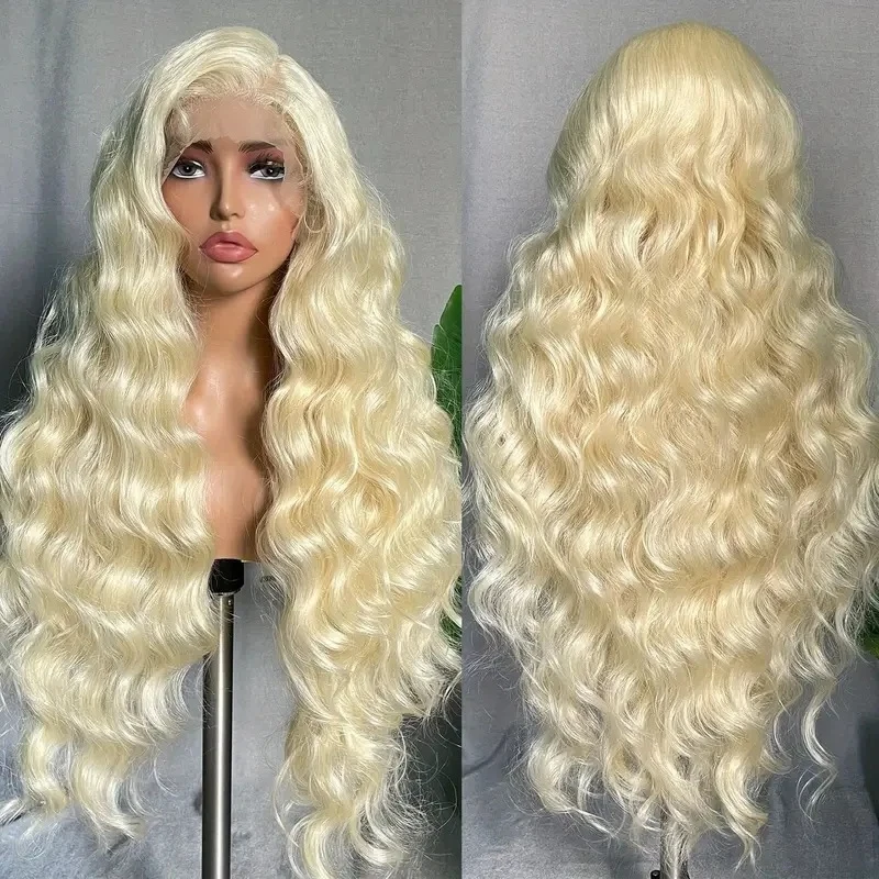 New front wig in red, long curly hair with big waves and voluminous lace cap