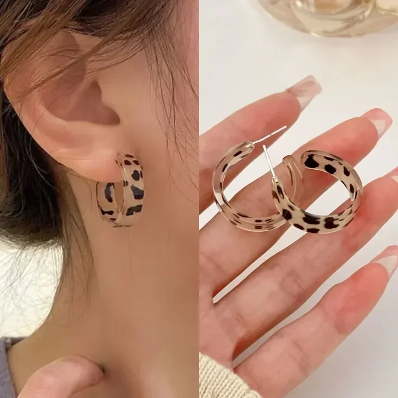 Acrylic Hoop Earrings Women 2024 New Fashion Stud Earrings Retro Trend Stud Earrings Women Trend Twist Elegant Ring Earring