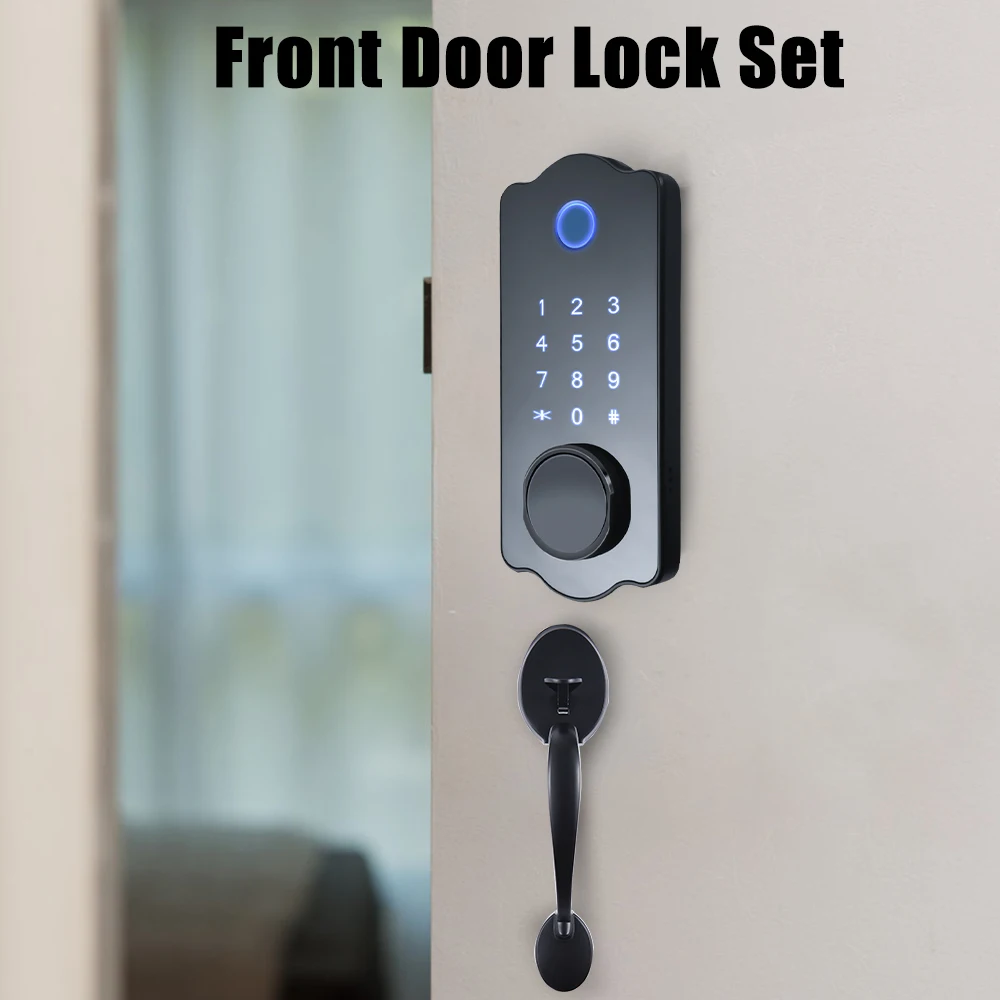 

Умный дверной замок, водостойкий автоматический замок 5 в 1, для приложения TTlock, IC-карта, 150 кодов, электронный дверной замок с отпечатком пальца и ручкой L
