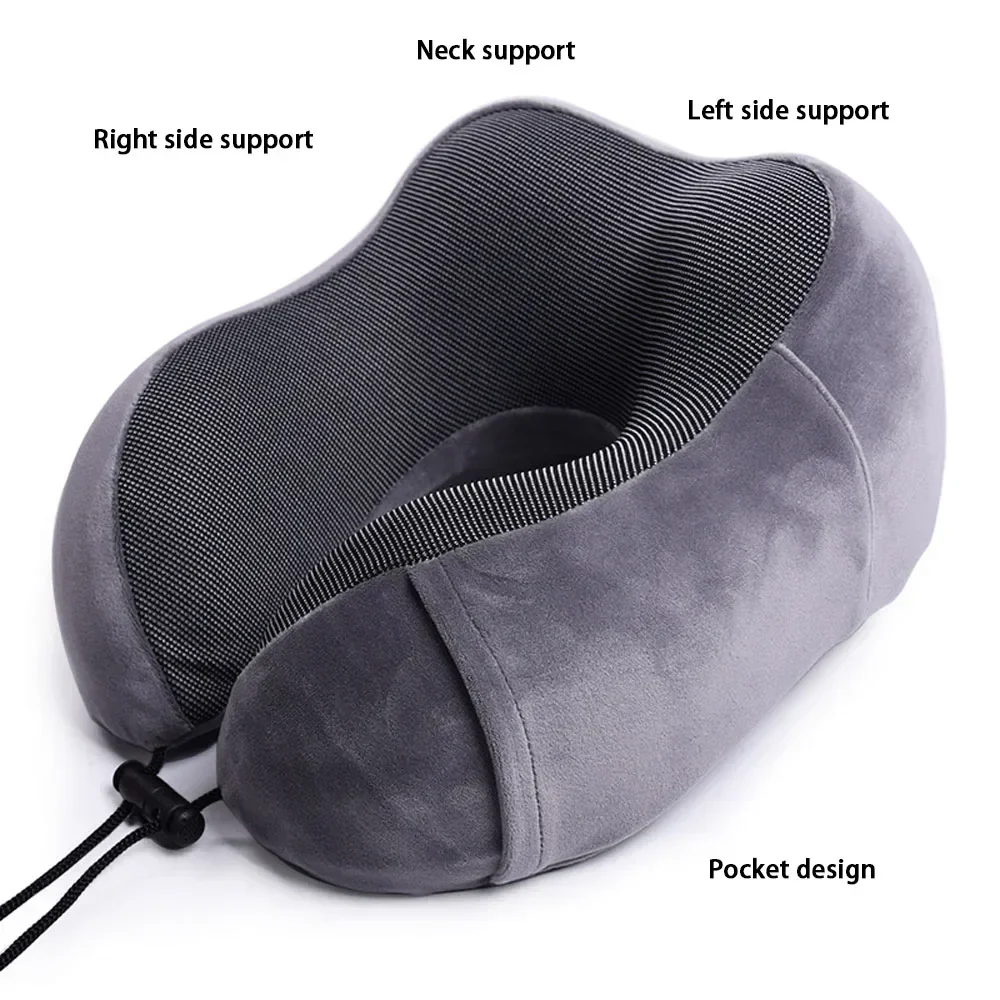 2024 Memory Foam U-shaped Pillow Neck Support Travel Portable Student Sleeping Aid Airplane Pillow Neckrest U-pillow