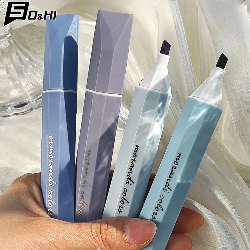 4Pcs Simplicity Gradient Color Paint Marker Pen Fashion Stationery Key Words Highlighter Marker Pen Cute Aesthetic Highlighters