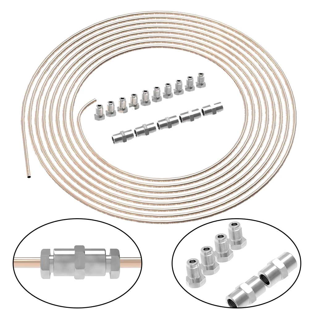 

10m Brake Line Brake Pipe Steel 4.75 Mm & 10 Screw Connections & 5 Connector Kit/Set Replace Car Accessories