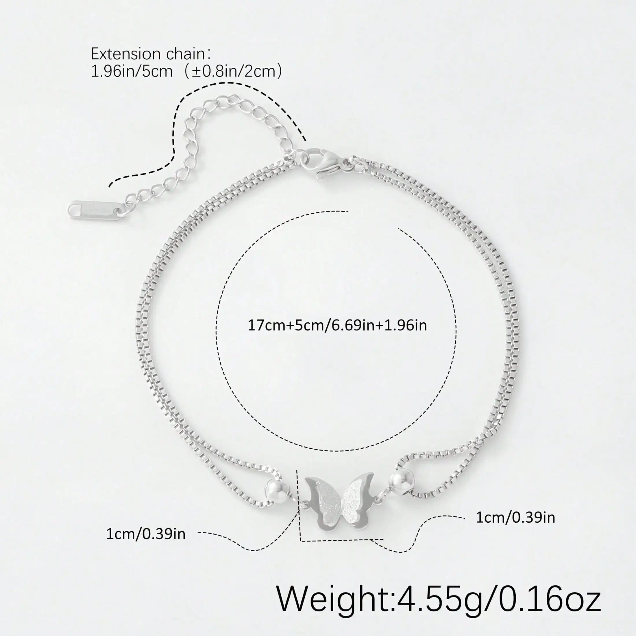 1 Pair Double-Layer Matte Butterfly Anklet, Fashionable Layered Styling | Fashion Accessory Set / Women's Accessories