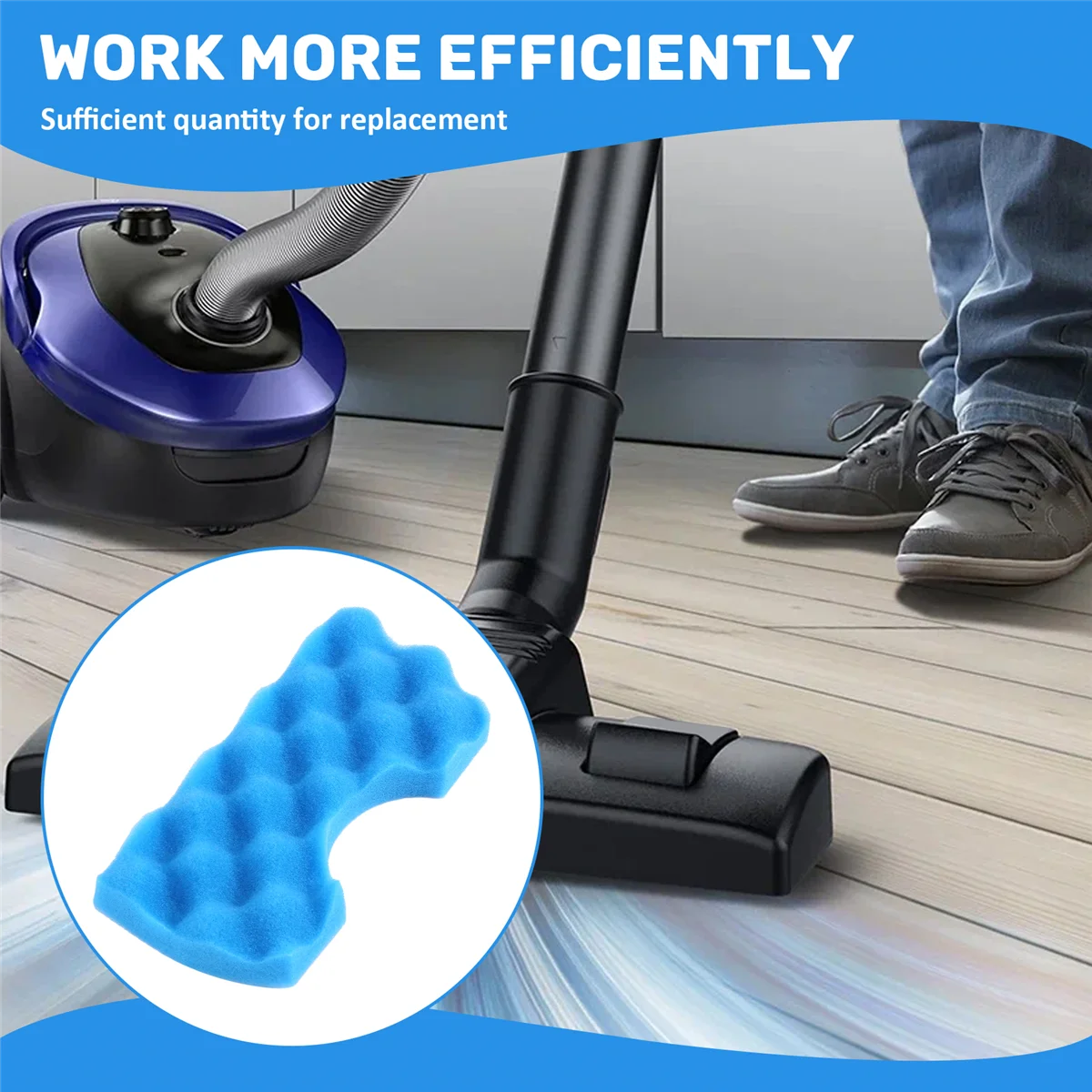 【24 horas de venda!】10 conjuntos de filtro de esponja azul filtro de fígado de algodão branco para peças de aspirador de pó da série Samsung DJ97-01040C