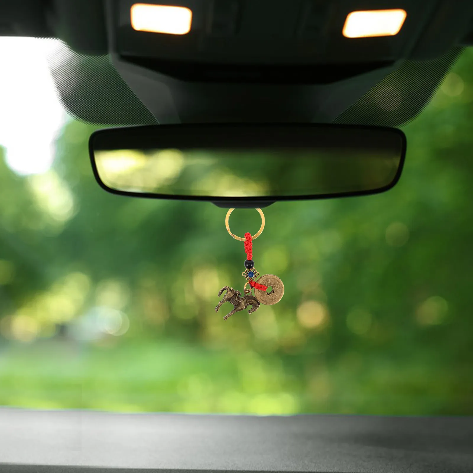Feng Shui Wealth Pendant For Rearview Mirror Hanging Commute Brass Car Horse Charm Chinese Zodiac Accessories Good