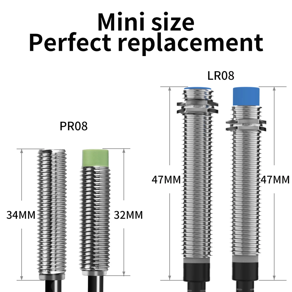 GTRIC M8 Inductieve naderingssensorschakelaar 12-24V DC Kort type Flush PR08-1.5DN PR08-1.5DP NPN PNP 1,5 mm detectieafstand