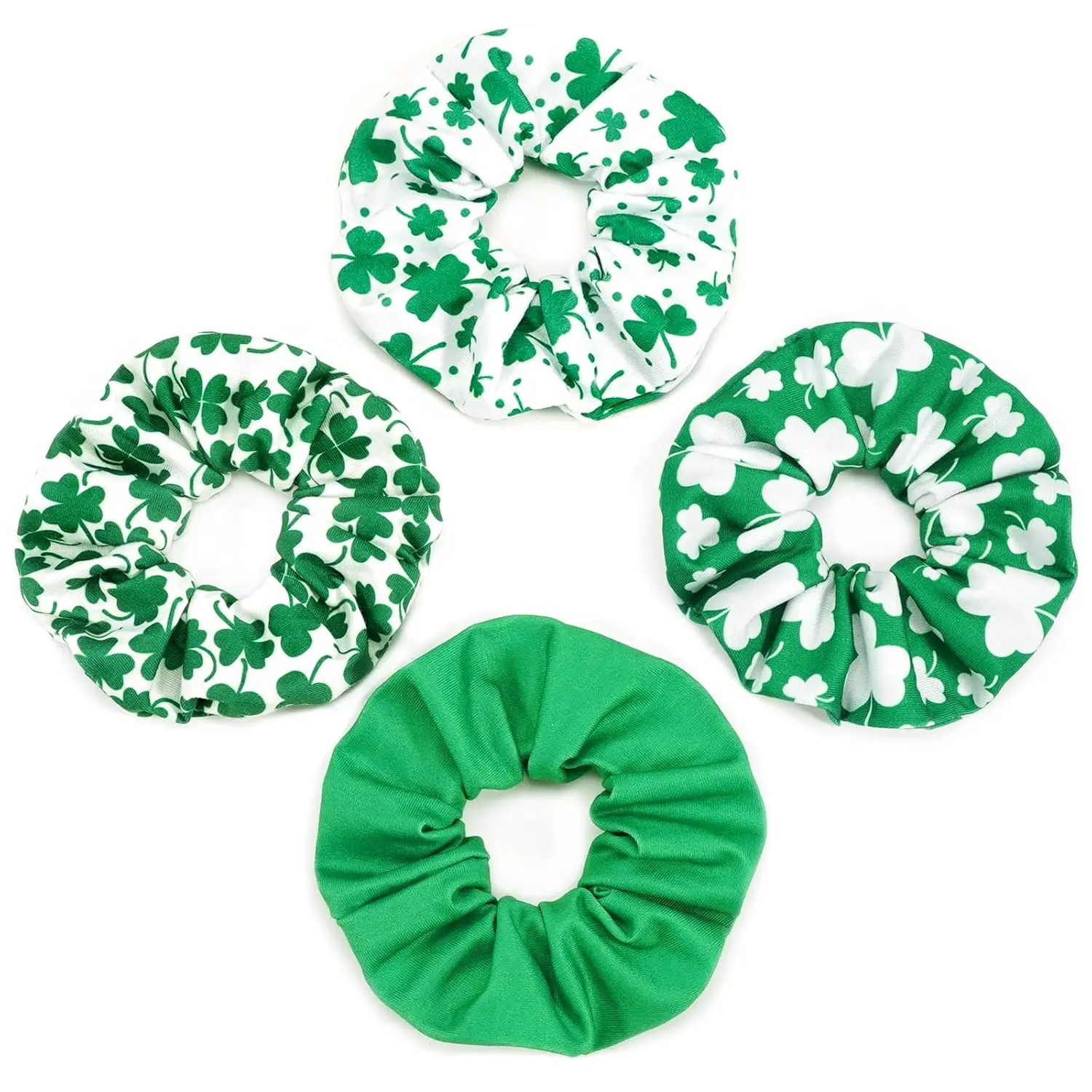 

St. Patrick's Day Hair Ties for Women Green Shamrock Scrunchies Irish Clover Hair Accessories