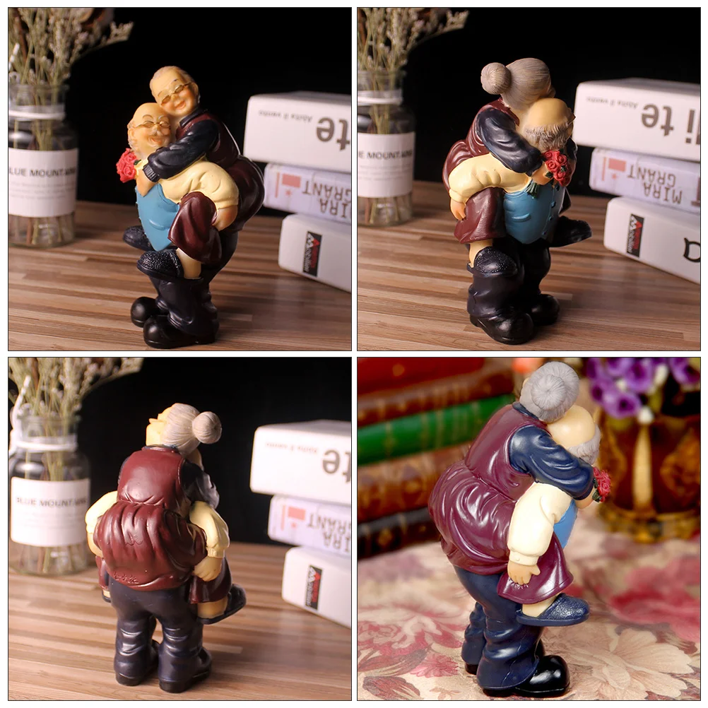 

Elderly Couple Resin Craft Decoration Unique Desktop Ornament Suitable for Home Office Table Ideal Parents Grandparents