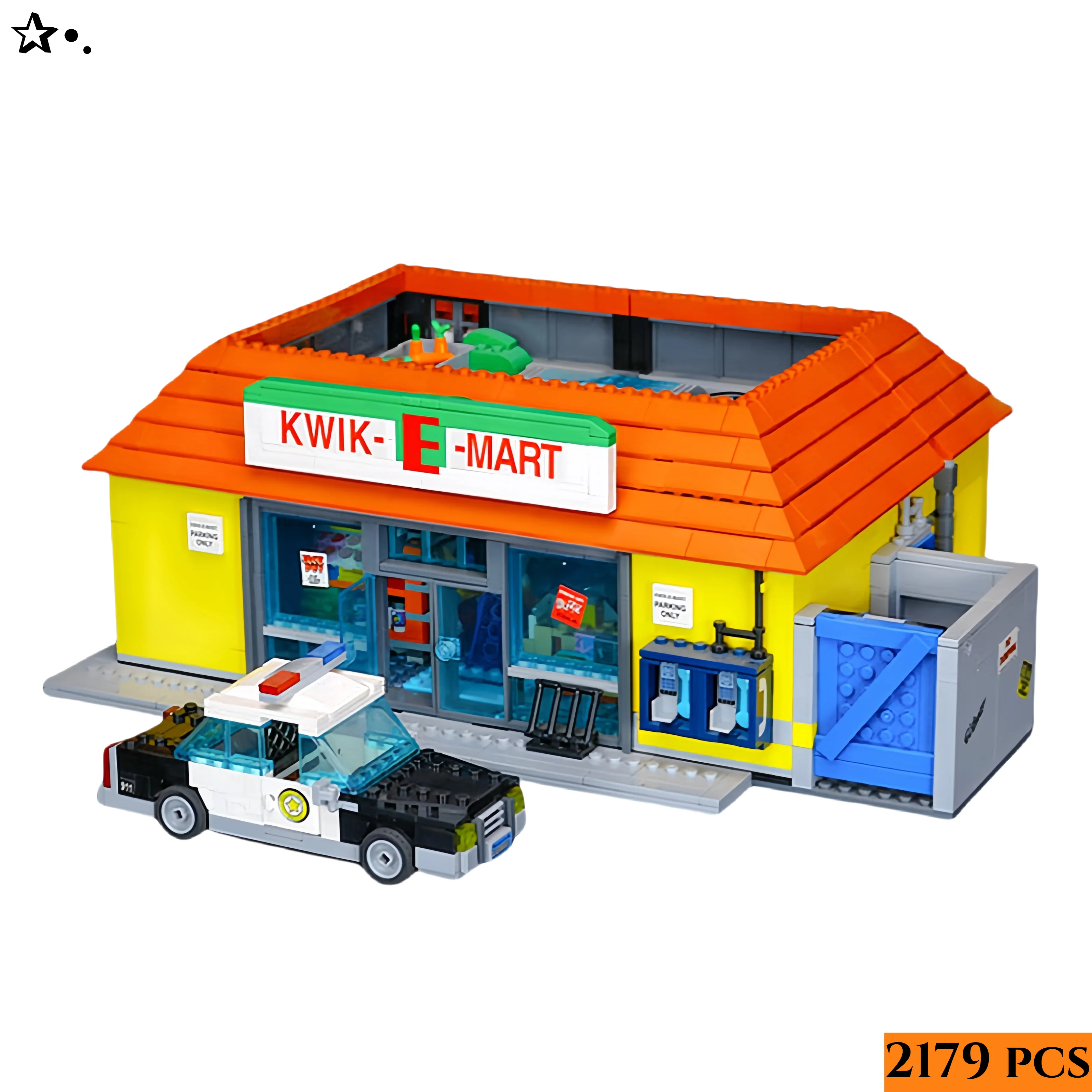 

MINISO 2179pcs City Supermarket The Kwik-E-Mart Store Virginia Simpsons Convenience Model 71016-MOC Bricks Christmas Gifts
