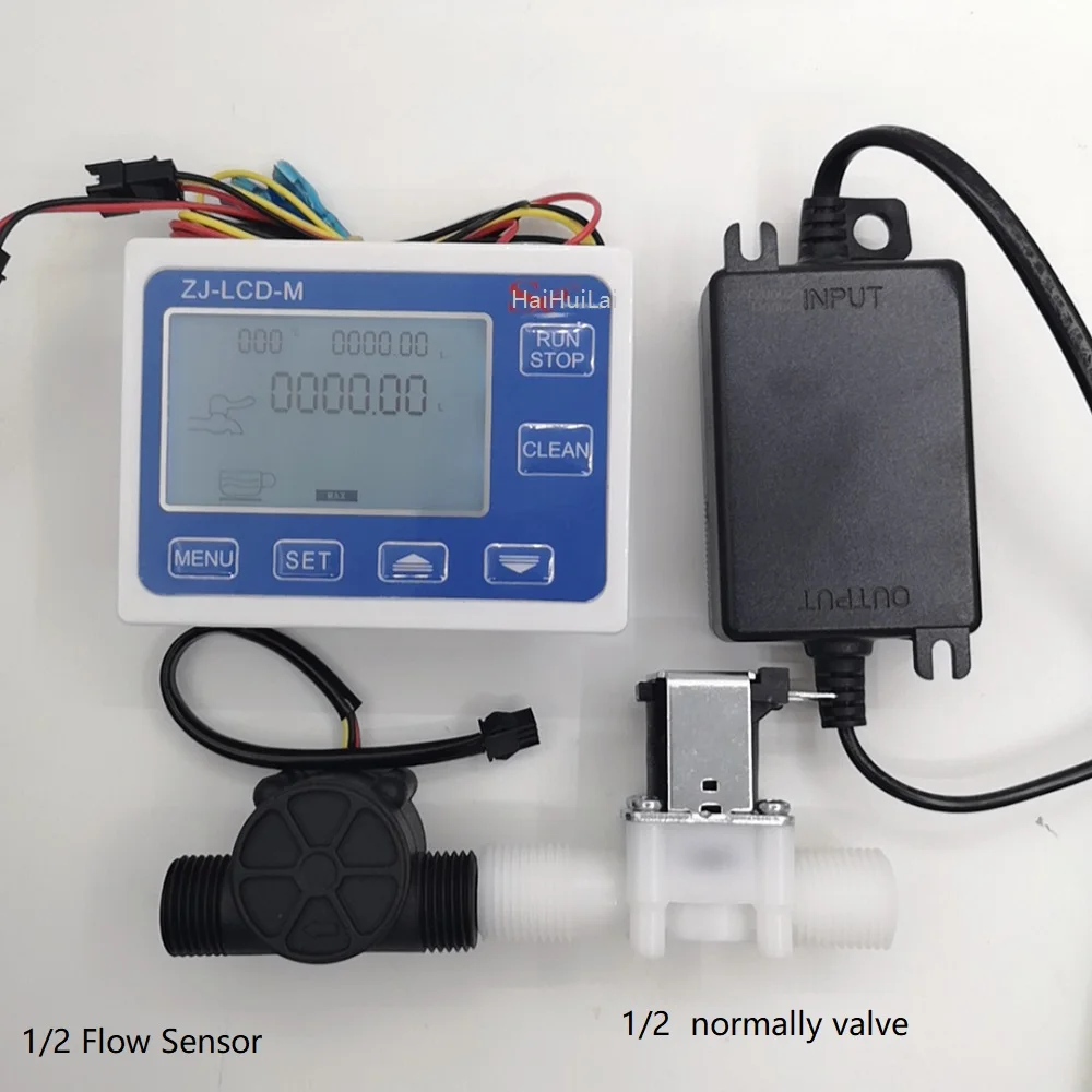 

Water Flow Quantitative Controller set LCD Display + Solenoid Valve + Flow Sensor Meter Counter Indicator reader ZJ-LCD-M