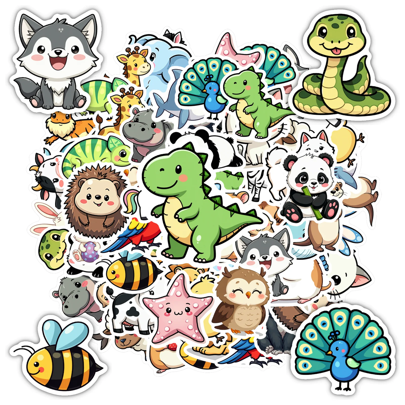 35pcs Cute Cartoon Stickers Cartoon Animals Stationery Stickers Funny Stickers For Guitar Laptop Helmet Skateboard DIY Phone